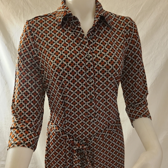 Max Studio Printed BlkCotta Ring chain Shirtdress - Picture 6 of 6